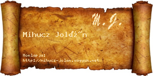 Mihucz Jolán névjegykártya