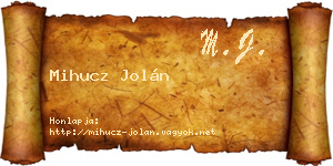 Mihucz Jolán névjegykártya